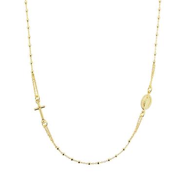 Collana Rosario modello Girocollo cm 48 con Grani a pallina liscia mm 2 in ARGENTO 925 Galvanica Oro