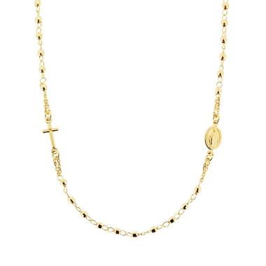 Collana Rosario modello Girocollo cm 50 con Grani a pallina diamantata mm 3 in ARGENTO 925 Galvanica Oro