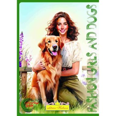 Libro da colorare fashion girls and dogs