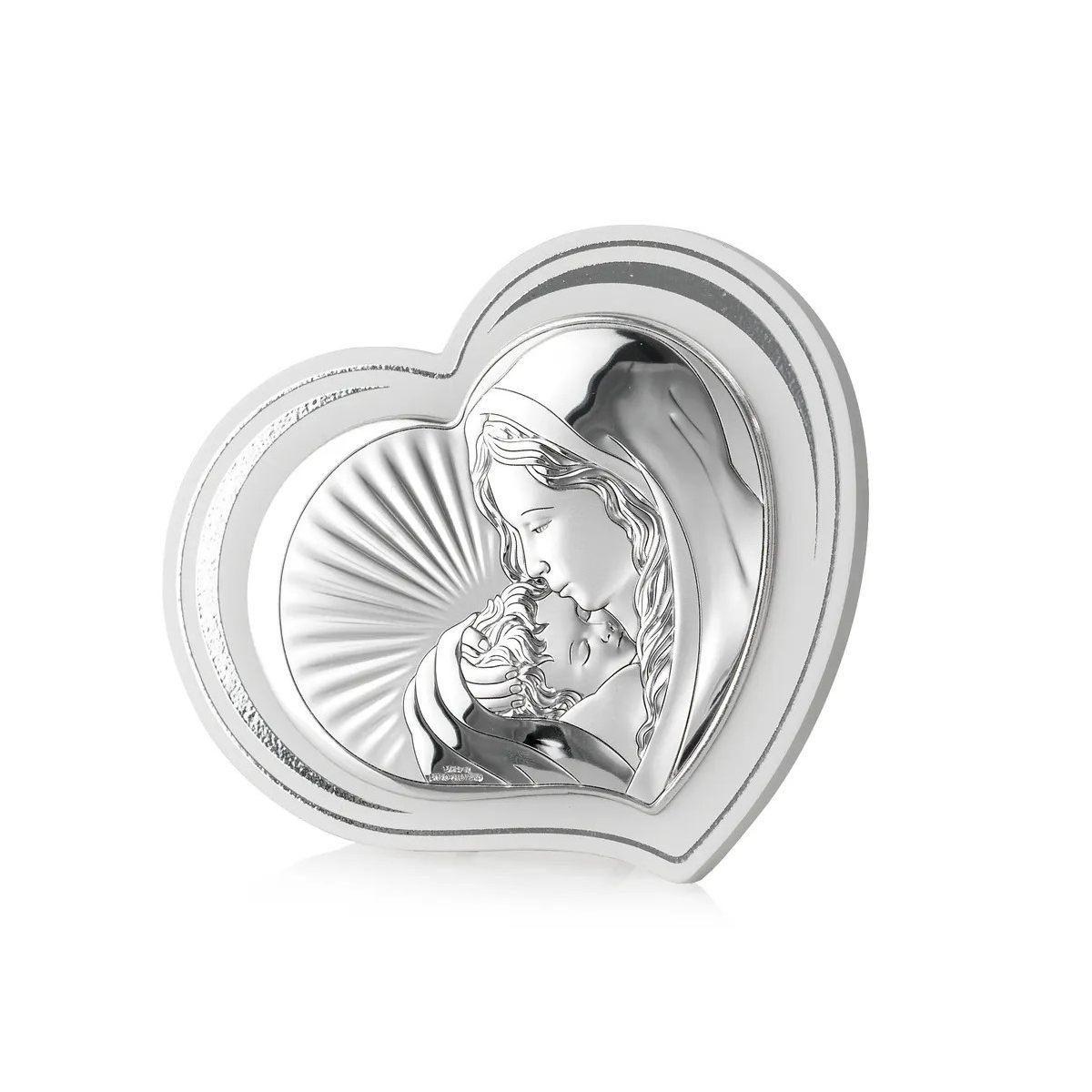 Madonna con bambino 8,5 x 11 cm sagomata cuore Valenti