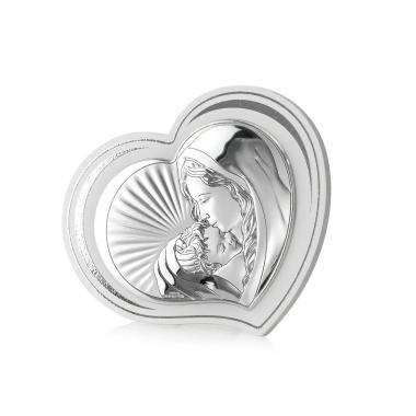 Madonna con bambino 8,5 x 11 cm sagomata cuore Valenti