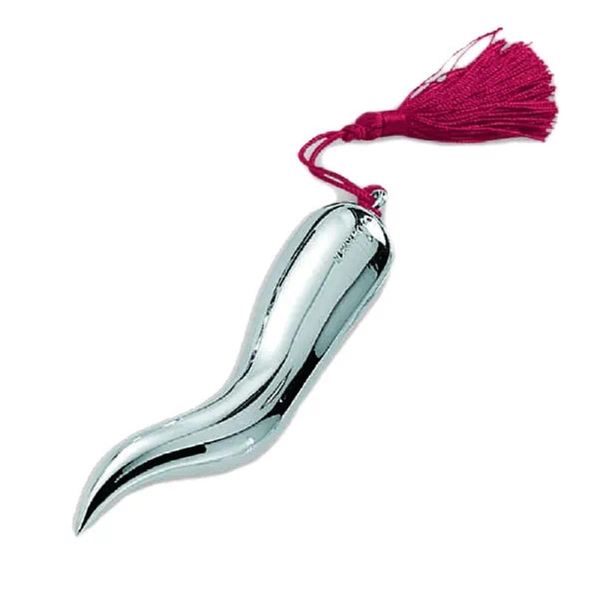 Corno argentato con napina h.10,5 cm Valenti