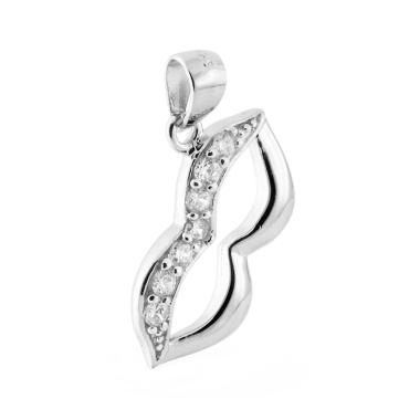 Ciondolo Labbra con Cubic Zirconia Bianchi in ARGENTO 925 Galvanica Rodio