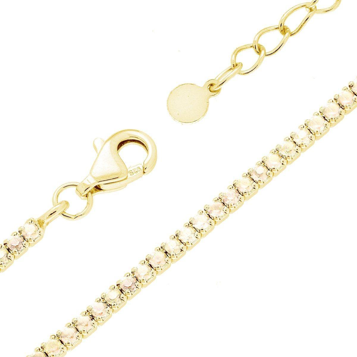 Bracciale Tennis Griffe cm 16+4 con Cubic Zirconia mm 1.5 Champagne in ARGENTO 925 Galvanica Oro