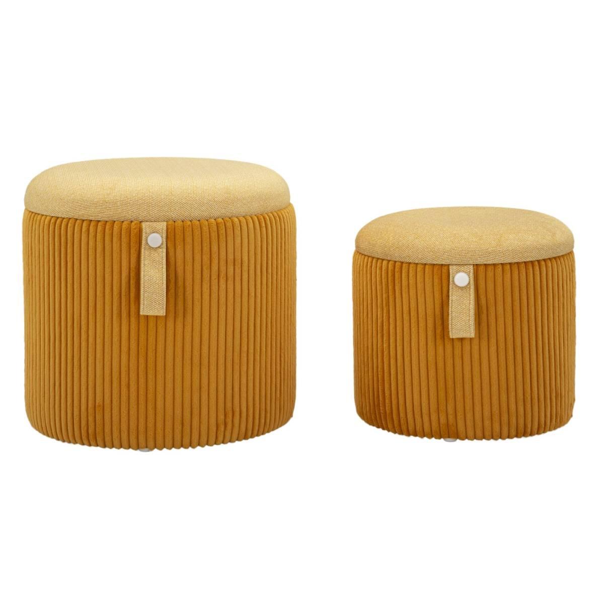 Puff c/contenitore bolzano senape set 2 pz cm Ø 38x38-32x28