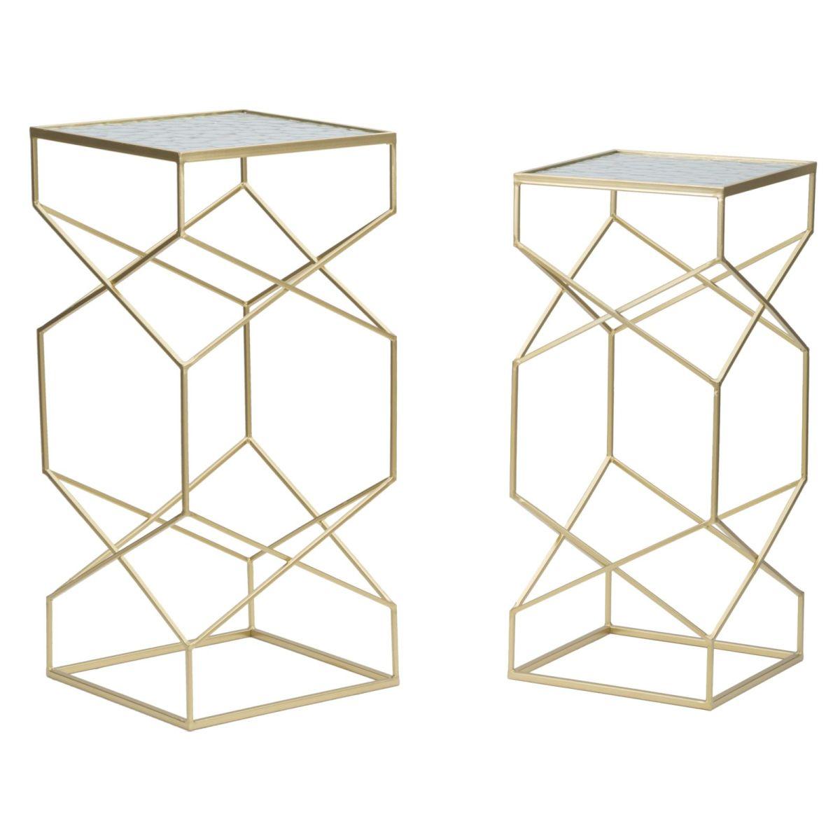 Tavolinetti glassy coppia cm 31,5x31,5x68-28x28x64