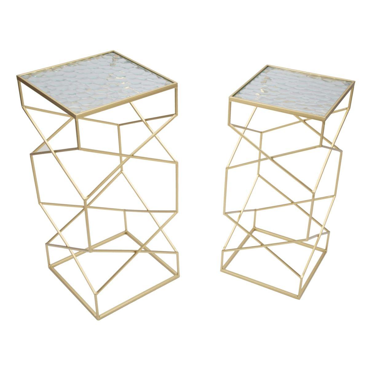 Tavolinetti glassy coppia cm 31,5x31,5x68-28x28x64