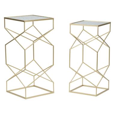 Tavolinetti glassy coppia cm 31,5x31,5x68-28x28x64