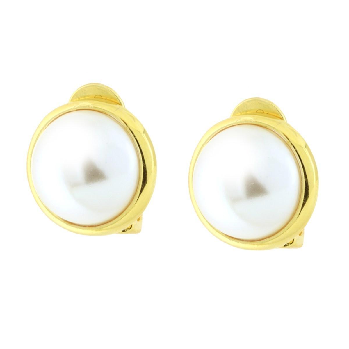 Orecchini Clip Perla in ARGENTO 925 Galvanica Oro
