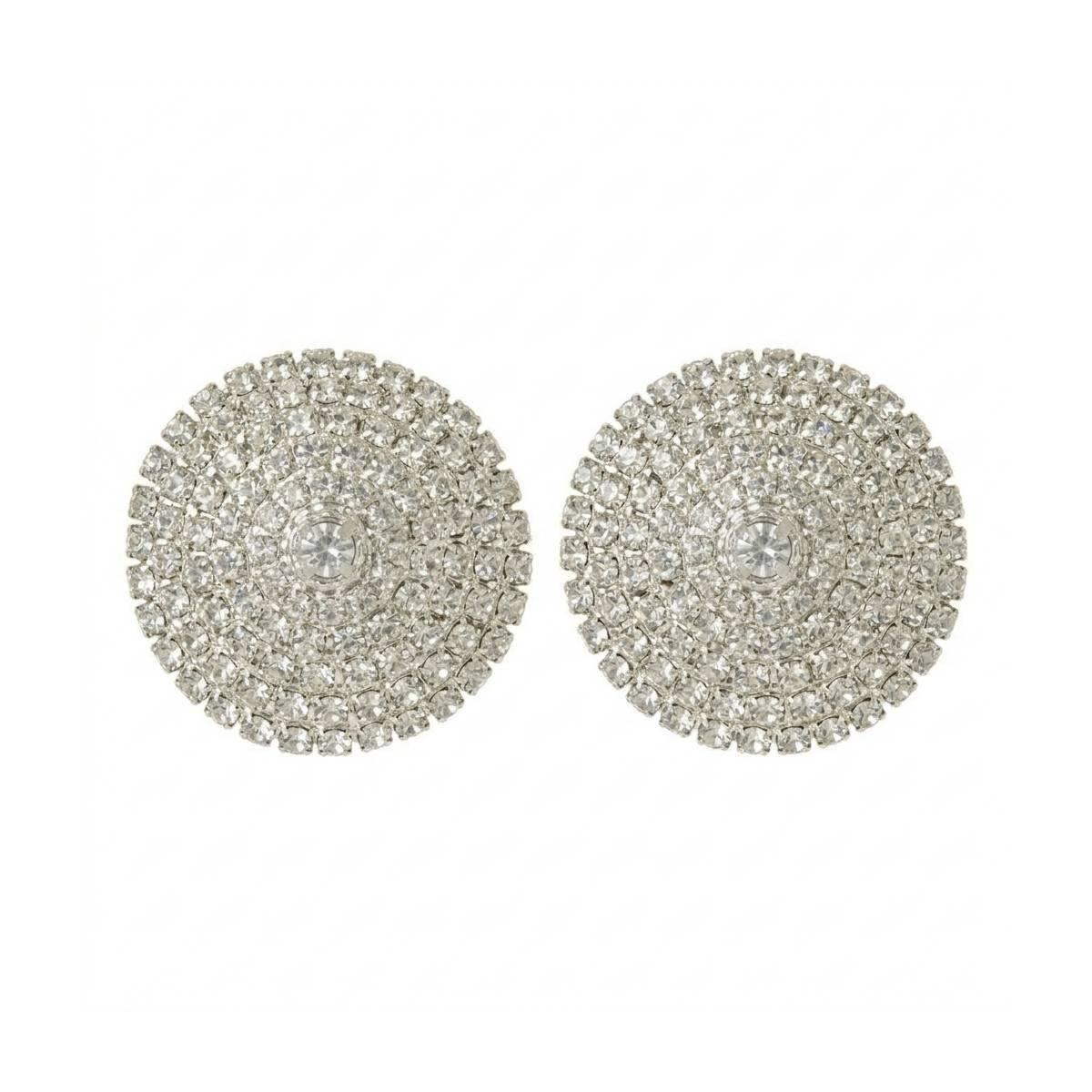 Orecchini tondo a lobo donna con strass d.2,5 cm Romeo Gigli