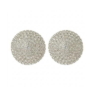 Orecchini tondo a lobo donna con strass d.2,5 cm Romeo Gigli