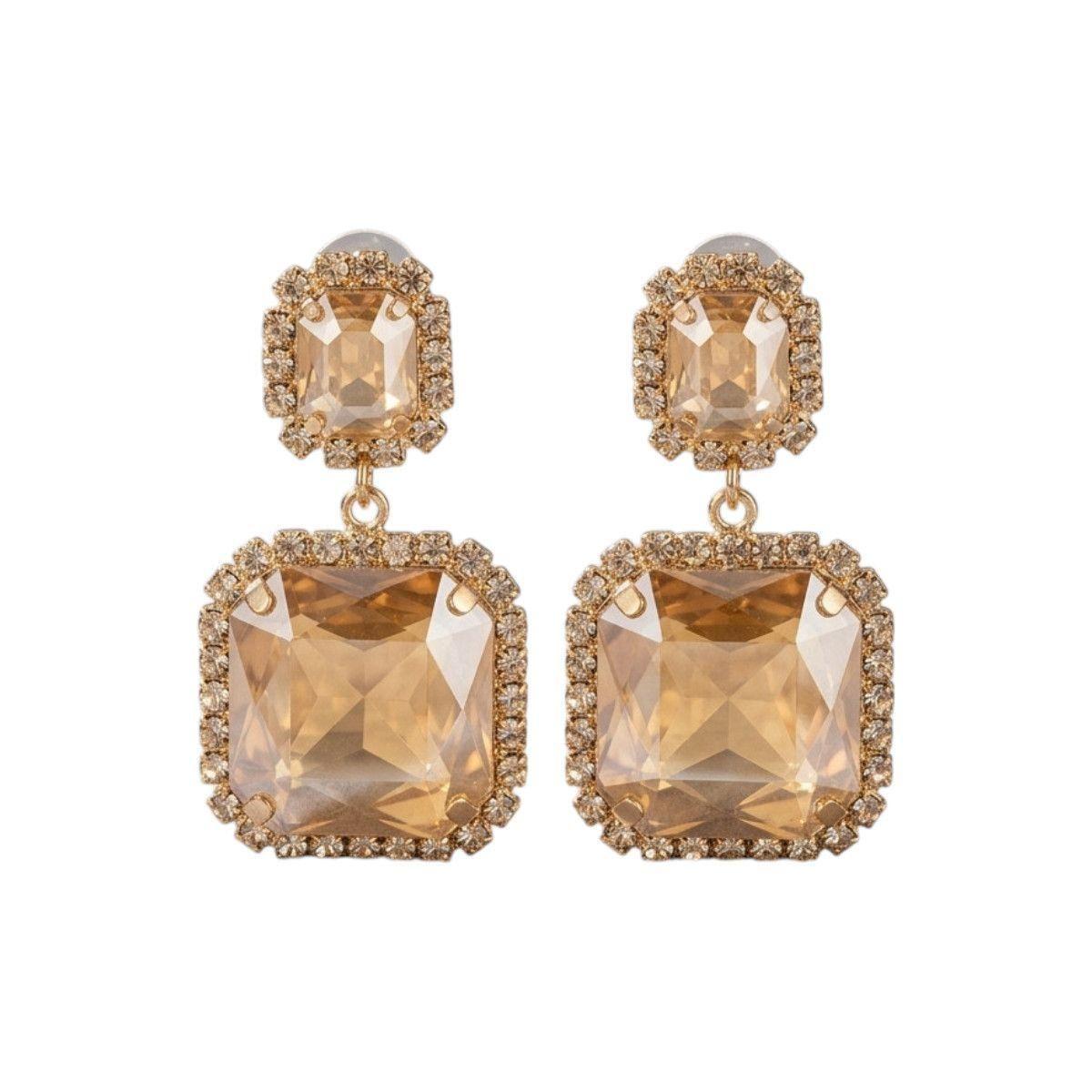 Orecchini pendenti donna con pietre color bronzo Romeo Gigli