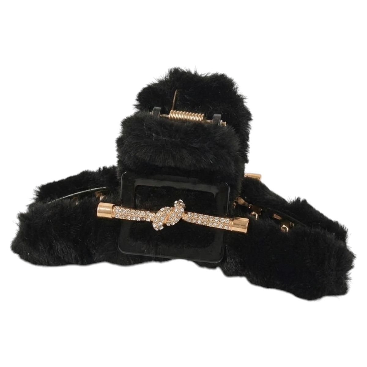 Pinza per capelli pelliccia nera con strass RG romeo gigli