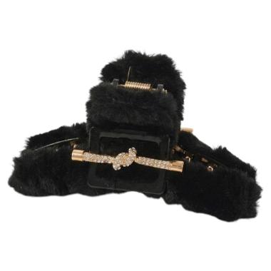 Pinza per capelli pelliccia nera con strass RG romeo gigli