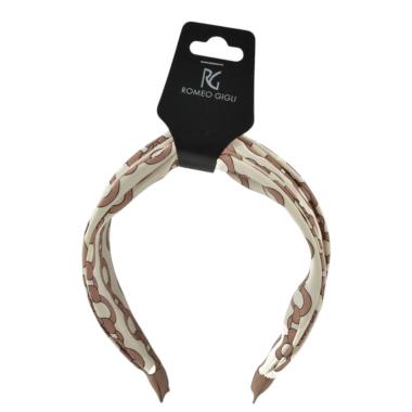 Cerchietto in tessuto beige stampa catene RG Romeo Gigli