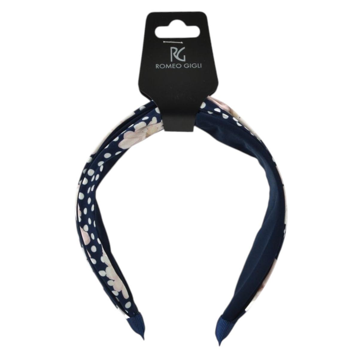 Cerchietto in tessuto blu stampa floreale e pois RG Romeo Gigli