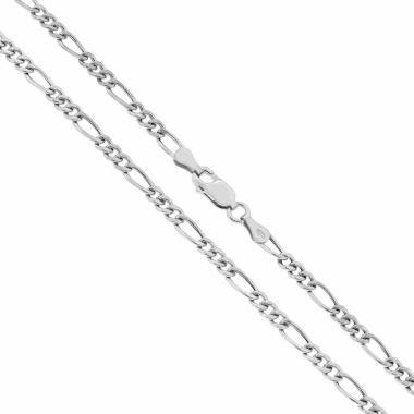 Catena Figaro Alternata 080 3+1 Vuoto sezione mm 3 lunghezza cm 60 in ARGENTO 925 Galvanica Rodio
