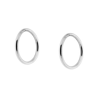 Orecchini Cerchio mm 13 con canna tubolare mm 1.2 in ARGENTO 925 Galvanica Rodio
