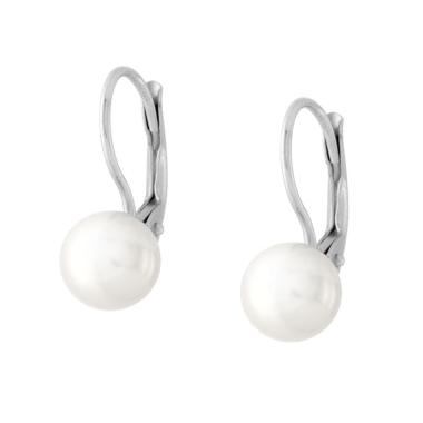 Orecchini Monachella Perla Parigi mm 8 colore Bianco in ARGENTO 925 Galvanica Rodio