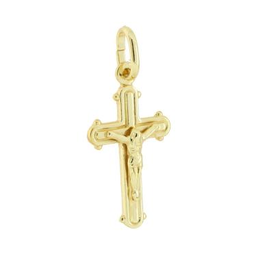 Ciondolo Croce Latina con Cristo in ARGENTO 925 Galvanica Oro