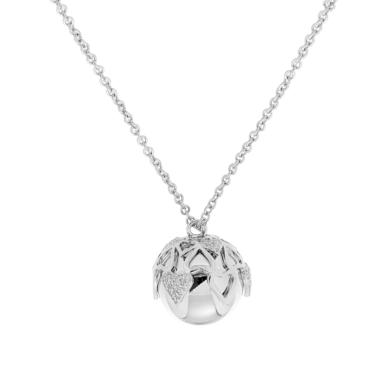 Collana Catena Forzatina con Chiama Angeli con Cuori e Crystal Bianchi in ACCIAIO