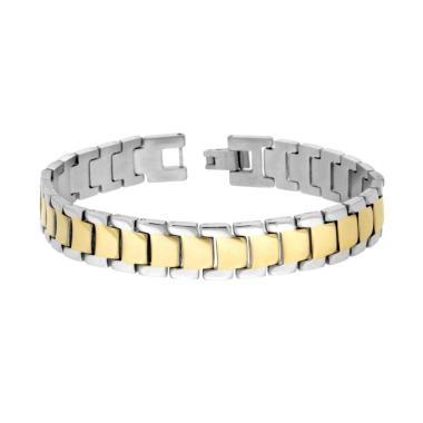 Bracciale Uomo Maglia Imperniata dettagli colore Oro in ACCIAIO