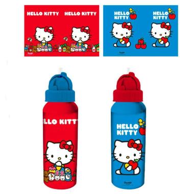 Borraccia bimba in alluminio con cannuccia 550 ml Hello Kitty