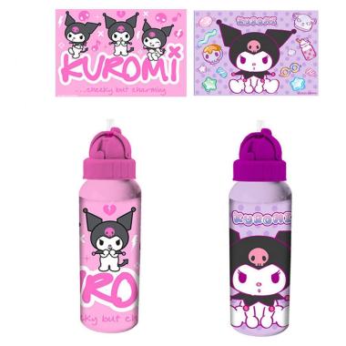 Borraccia bimba in alluminio con cannuccia 550 ml Kuromi