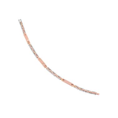 Bracciale Uomo Maglia Imperniata con Catena e Targhe Rosa in ACCIAIO