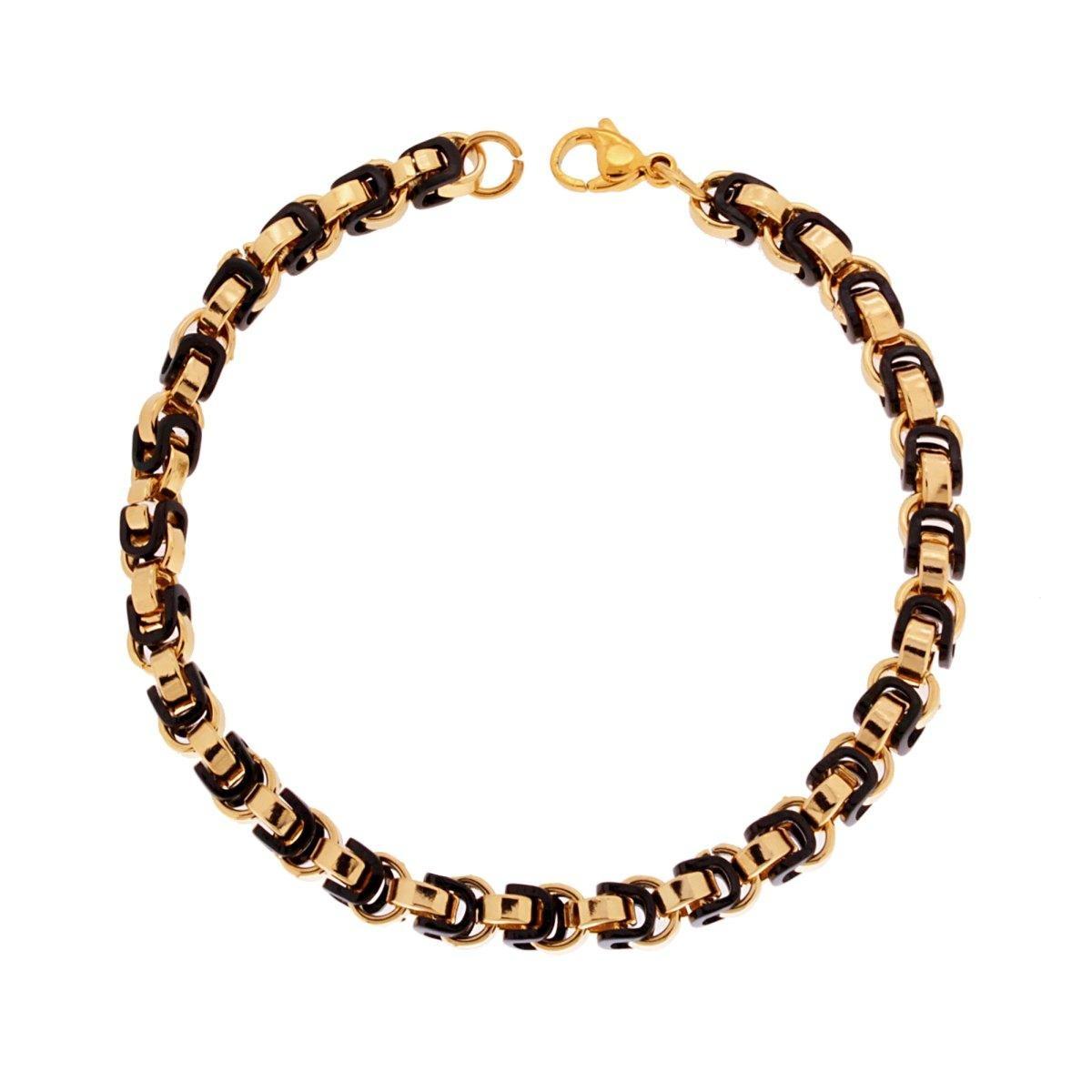Bracciale Uomo Catena Rolo colore Oro e Nero in ACCIAIO