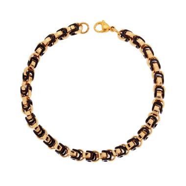 Bracciale Uomo Catena Rolo colore Oro e Nero in ACCIAIO