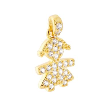 Ciondolo Bimba con Zirconi Bianchi in ARGENTO 925 Galvanica Oro