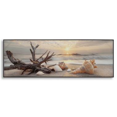 Stampa dipinta su tela laccata beach c/cornice -b- cm 152x4x52