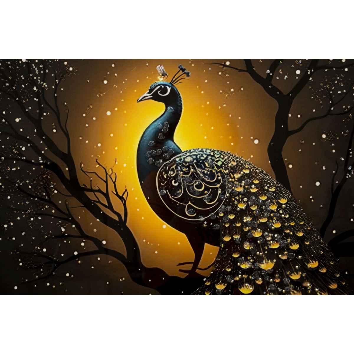 Stampa decorata su tela laccata c/cornice peacock cm 70x4<br>x100