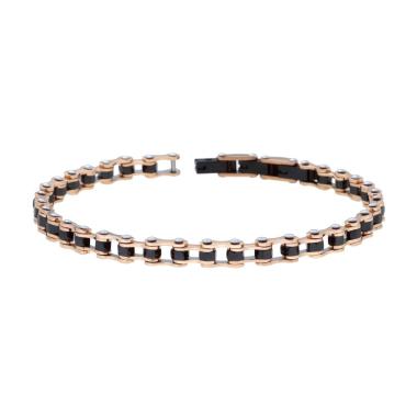 Bracciale Uomo Maglia Imperniata Nera Catena Bicicletta in ACCIAIO colore Rosa