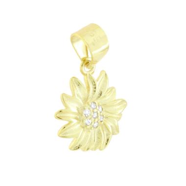 Ciondolo Girasole con Cubic Zirconia Bianchi in ARGENTO 925 Galvanica Oro