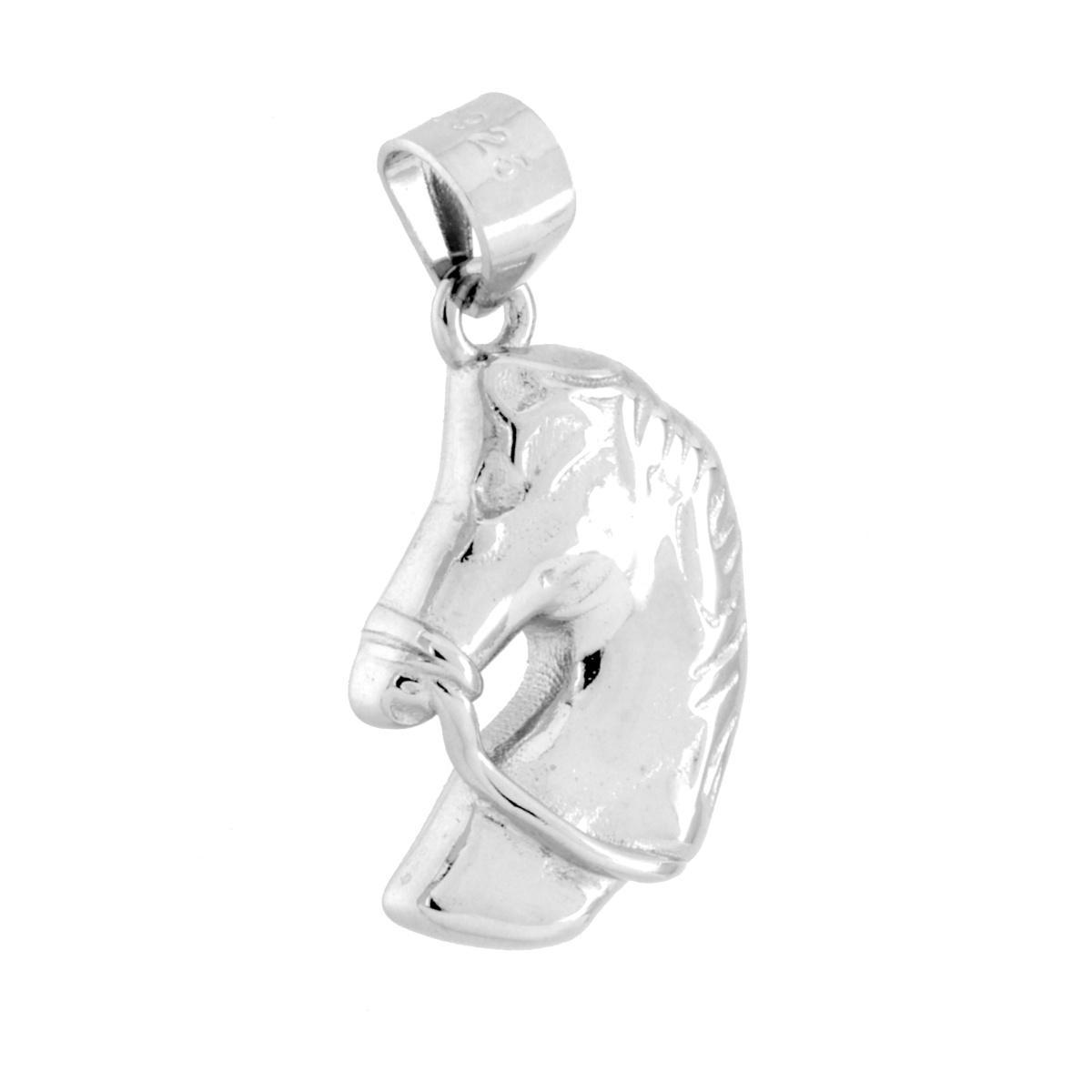 Ciondolo Testa di Cavallo in ARGENTO 925 Galvanica Rodio
