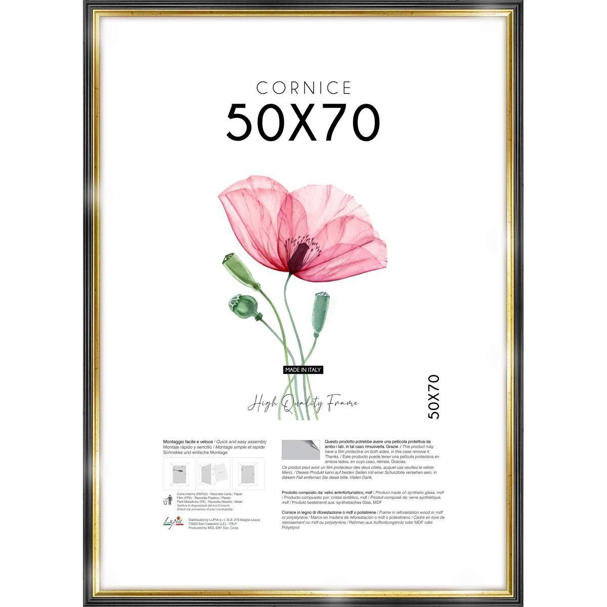 Cornice portafoto black gold 50x70 cm Lupia