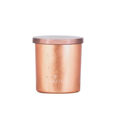 Candela profumata Capri Lux 140 gr. foglia rame e amaretto 7,5x h.8 cm Camila