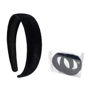 Cerchietto per capelli in velluto 2,8 cm nero Lillà