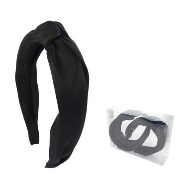 Cerchietto per capelli con nodo in tessuto nero Lillà