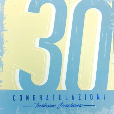 Biglietto auguri 30 anni 16x16 cm