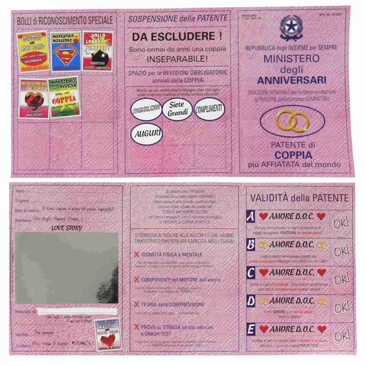 Biglietto + busta patente con specchio ''anniversario''