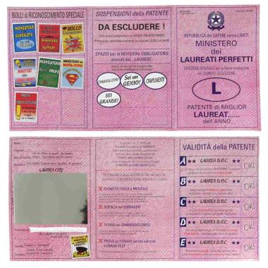 Biglietto + busta patente con specchio ''laurea''