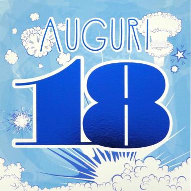 Biglietto auguri 18°esimo compleanno 16x16 cm