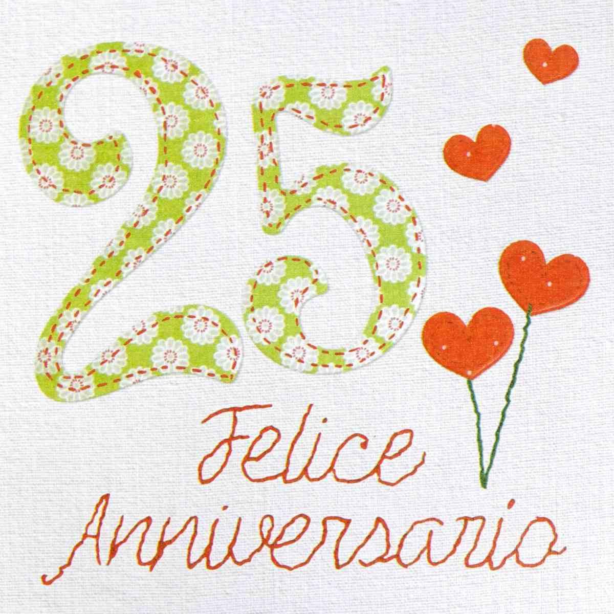 Biglietto auguri 25°esimo anniversario 16x16 cm