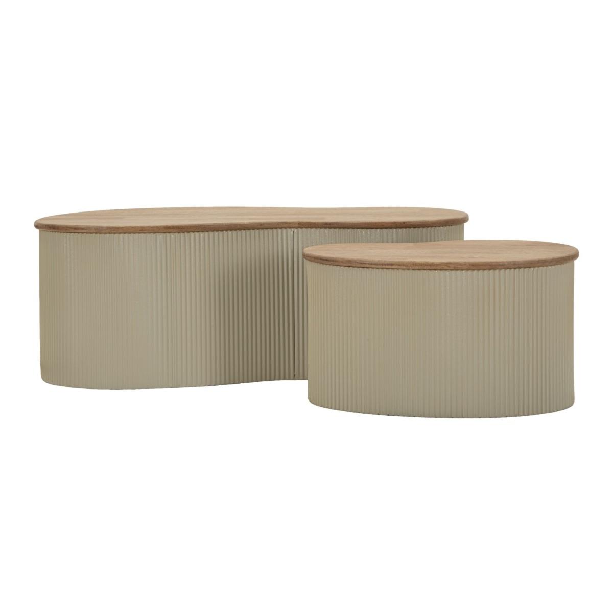 Tavolini da caffe' frankfurt coppia bianchi cm 87x53x32-50x35x28