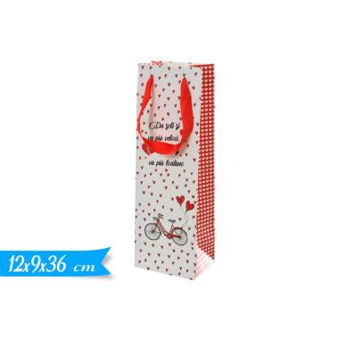 Shopper portabottiglia tema san valentino 12x36x9 cm