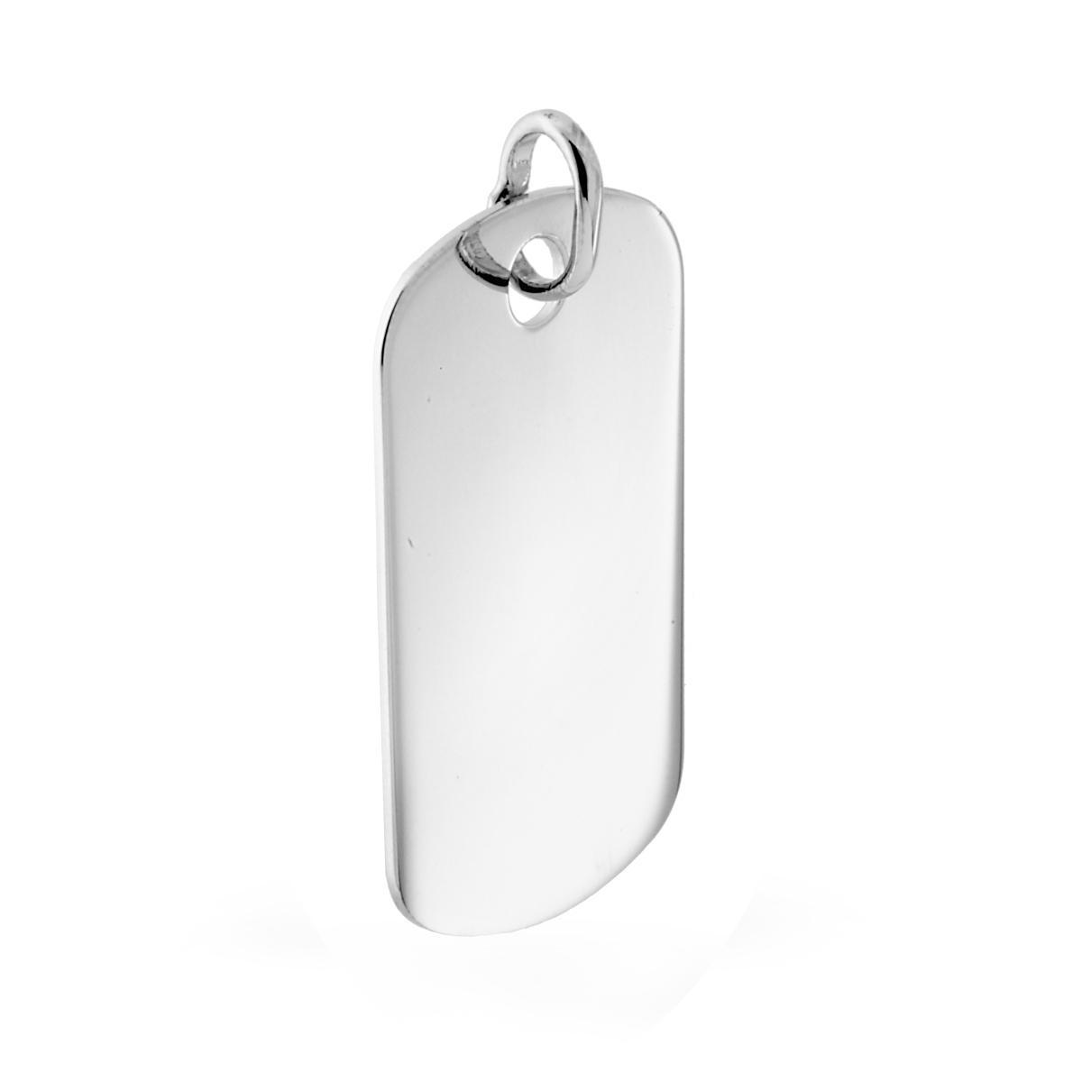 Ciondolo Piastrina Medaglietta per incisione mm 30x18 a forma Rettangolare plain in ARGENTO 925 Galvanica Rodio