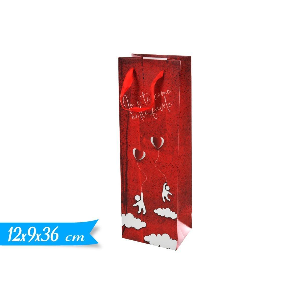 Shopper portabottiglia tema san valentino 12x36x9 cm